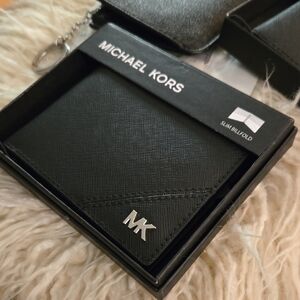 Michael Kors Black MK Logo Card Holder Wallet